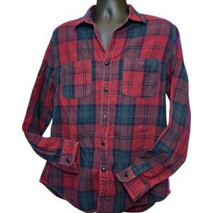 Men's Red Plaid J CREW Flannel Longsleeve Shirt sz L